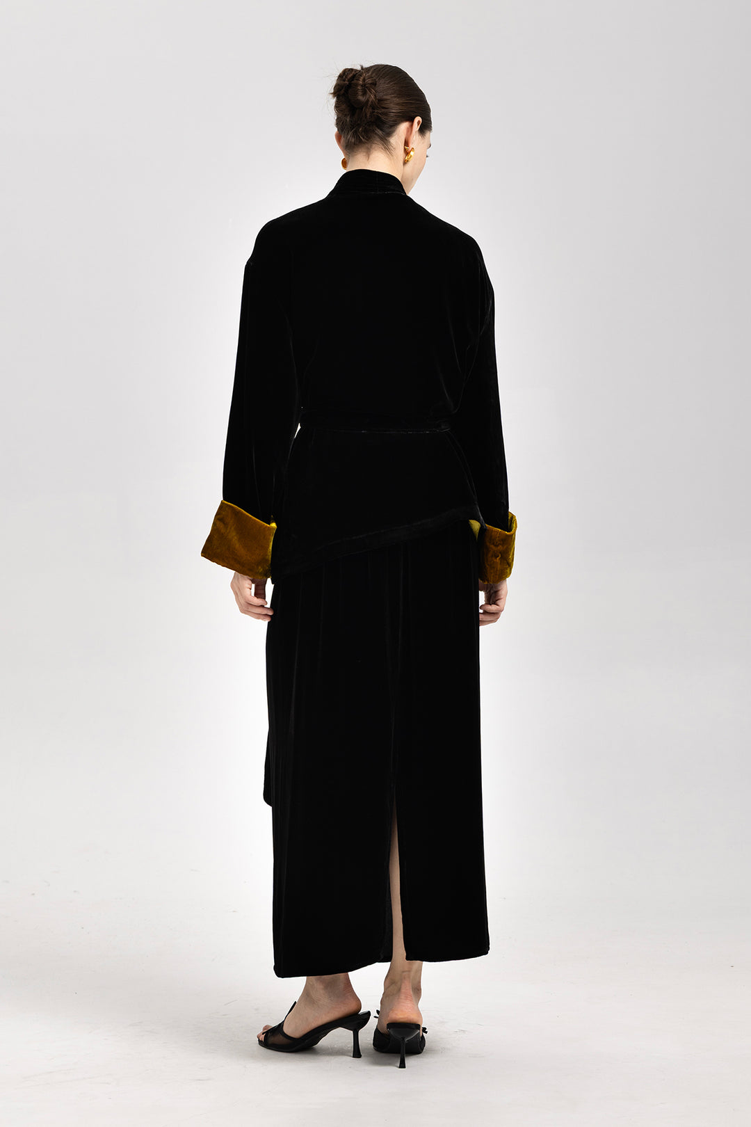 Aurelia Golden Sequin Velvet Belted Jacket