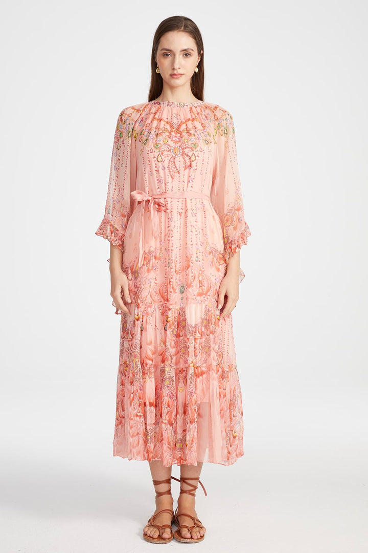 Jamie Silk Dress in Washed Blush