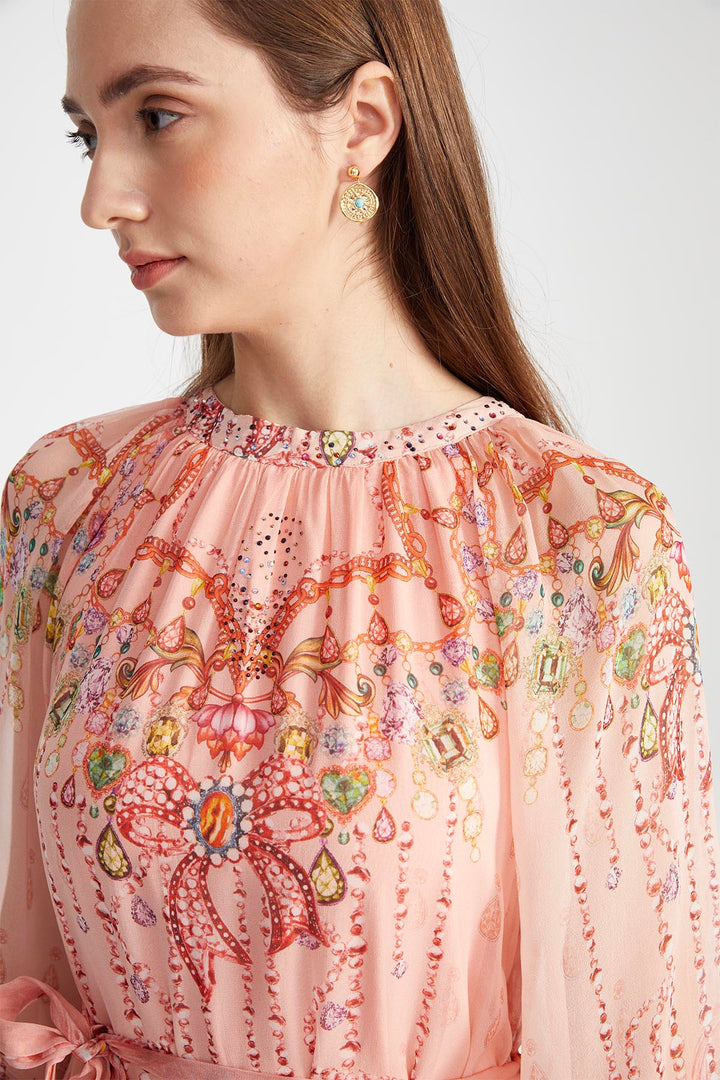 Jamie Silk Dress in Washed Blush