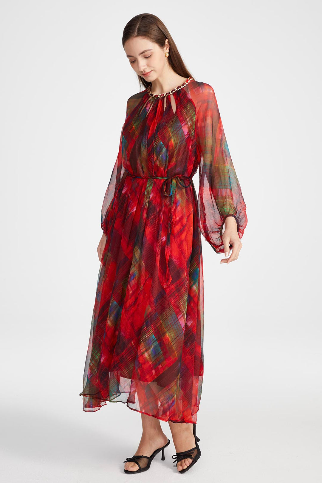 Sierra Hollow Out Silk Dress