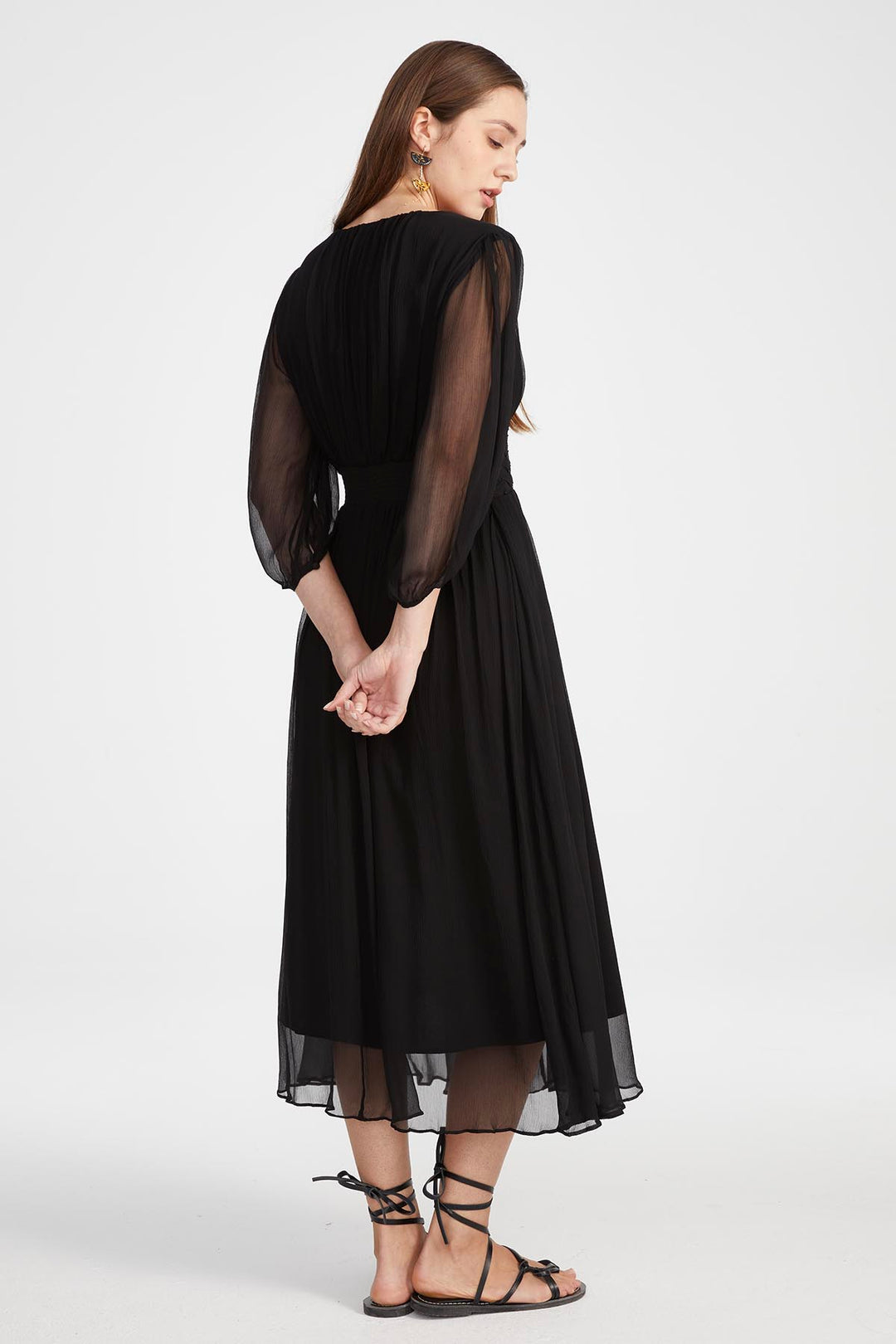 Judi V-Neck Silk Dress Black