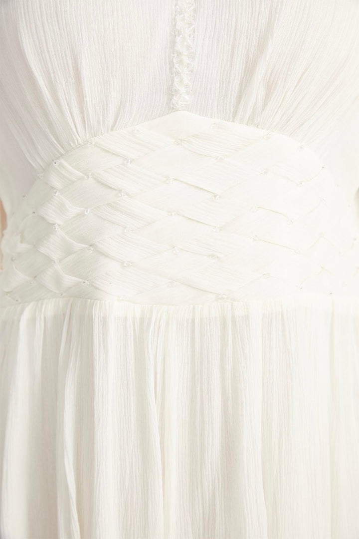 Judi V-Neck Silk Dress White