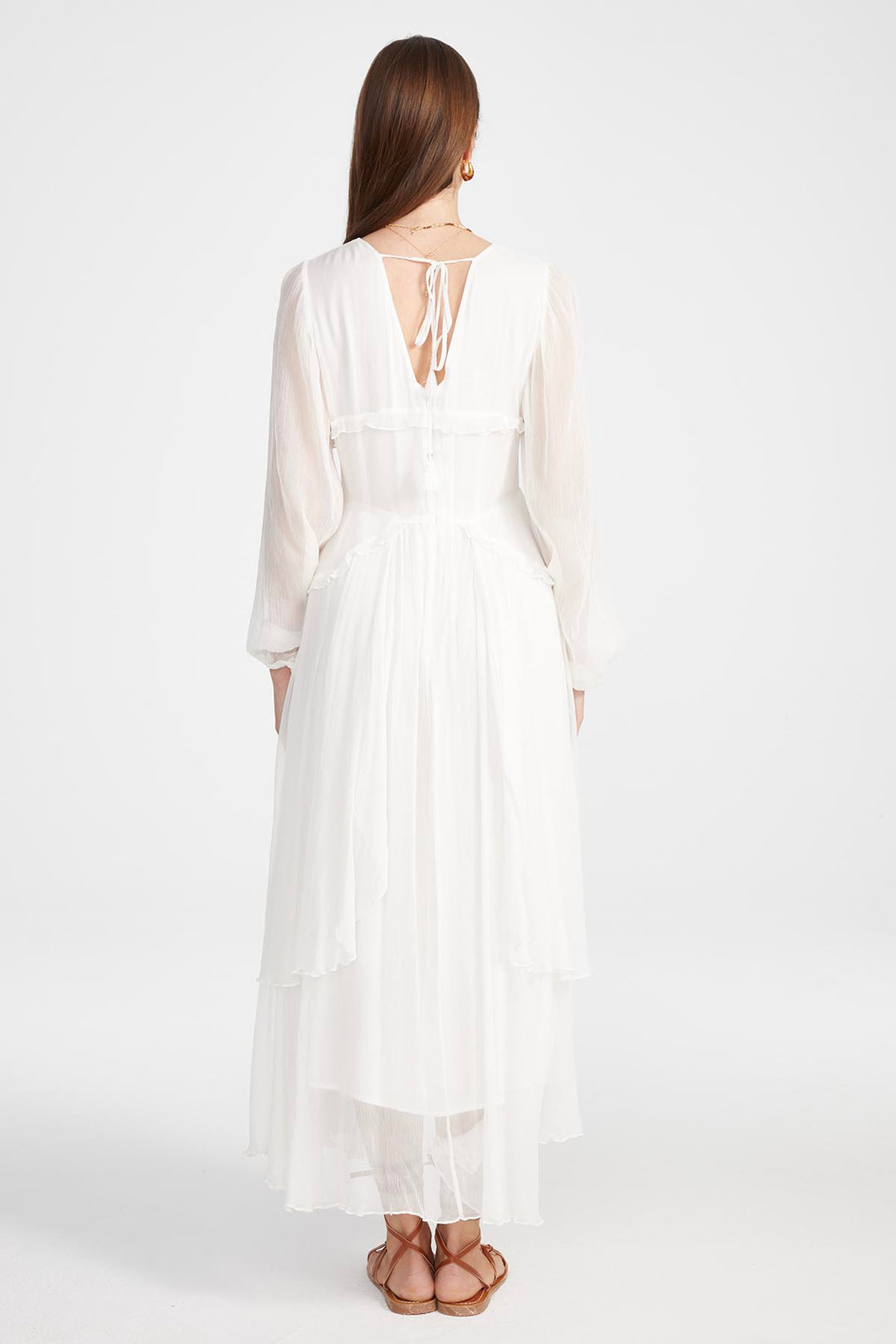 Kirat Long Silk Dress in White