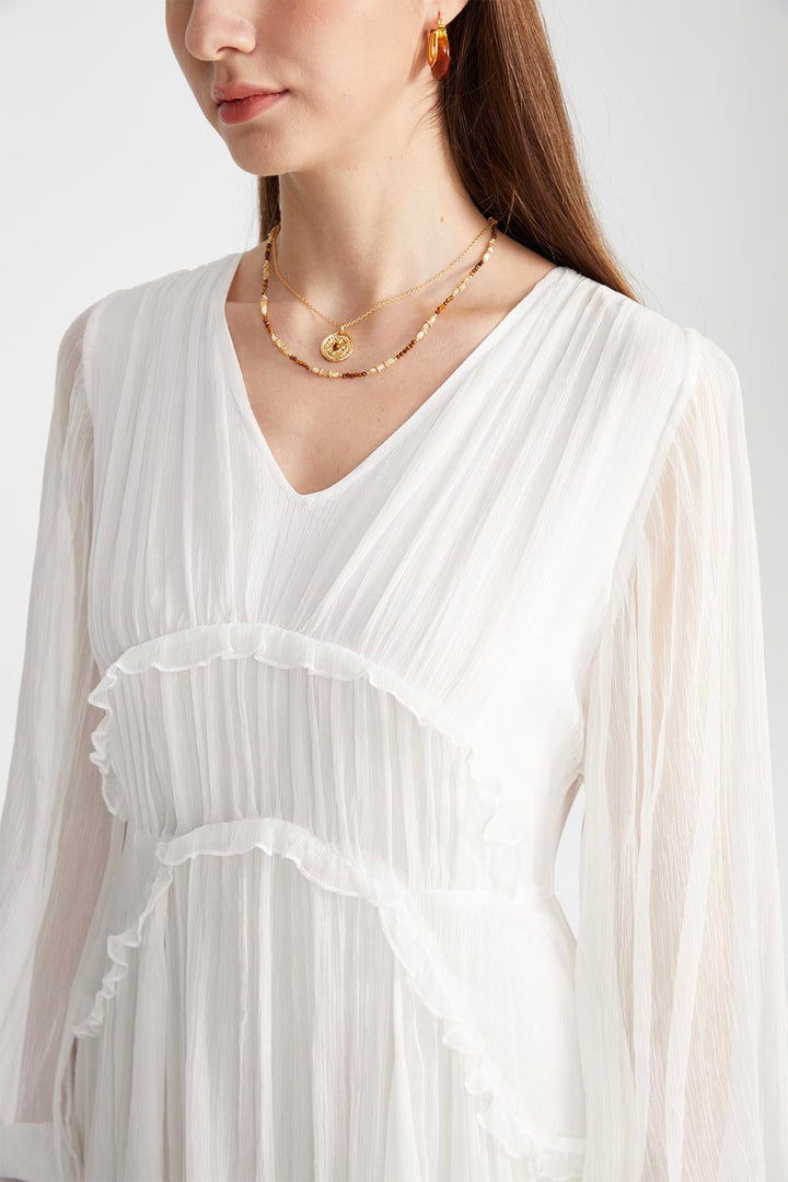 Kirat Long Silk Dress in White