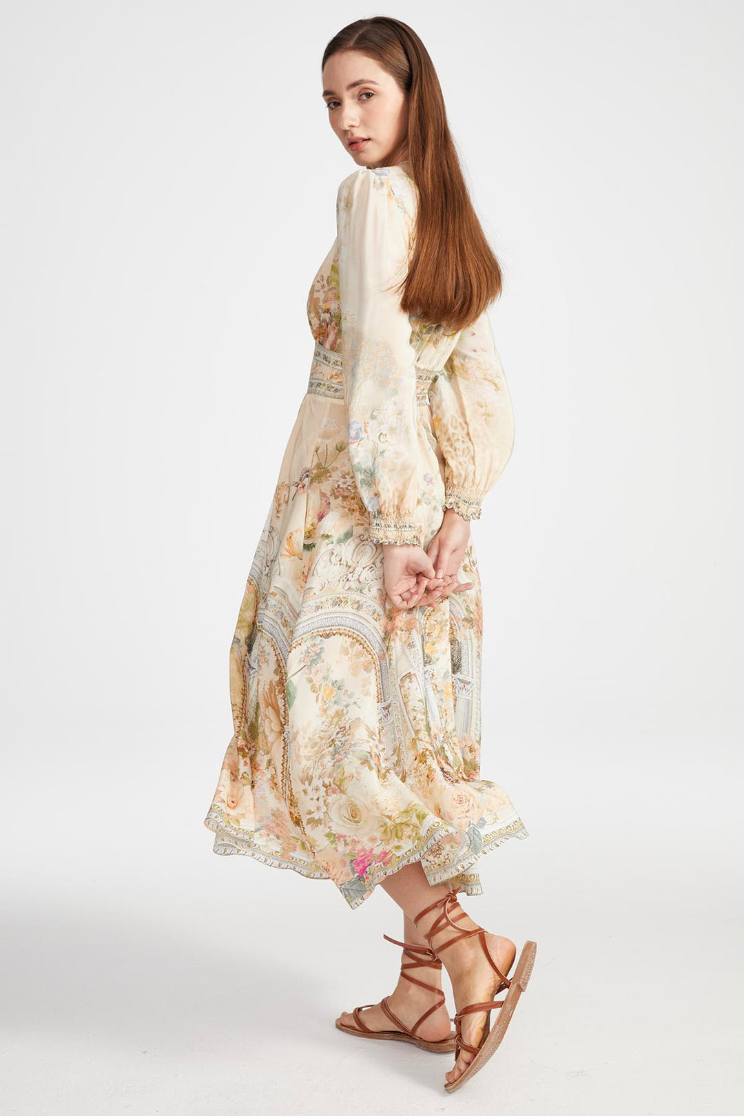 Vicki V-Neck Print Silk Dress