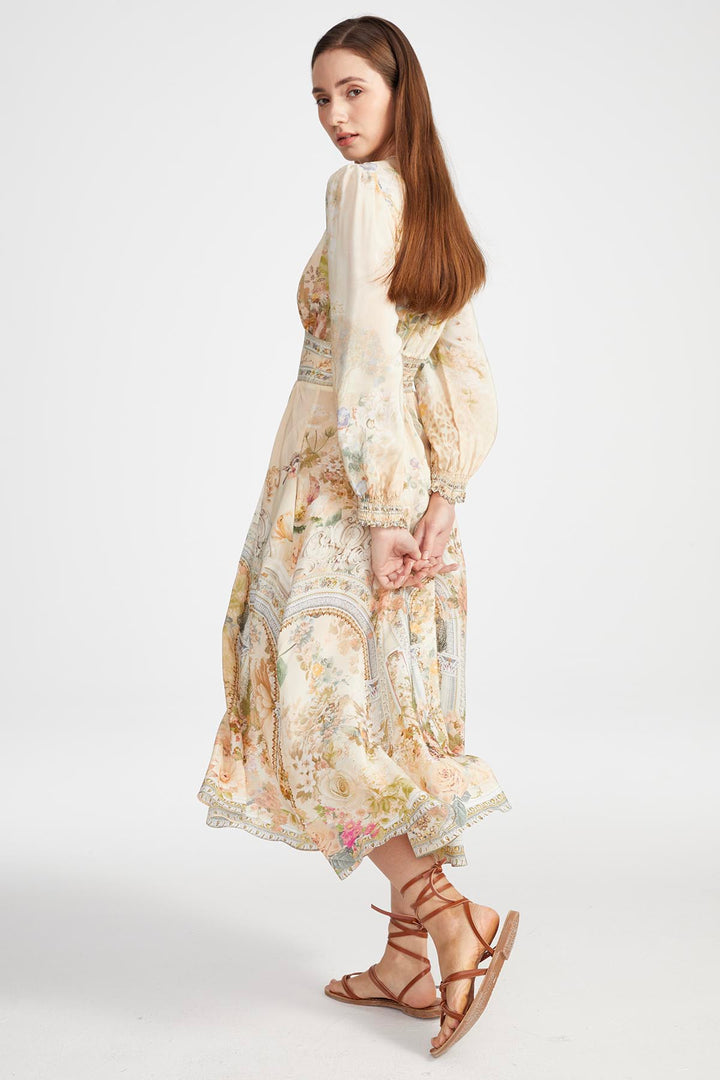 Vicki V-Neck Print Silk Dress