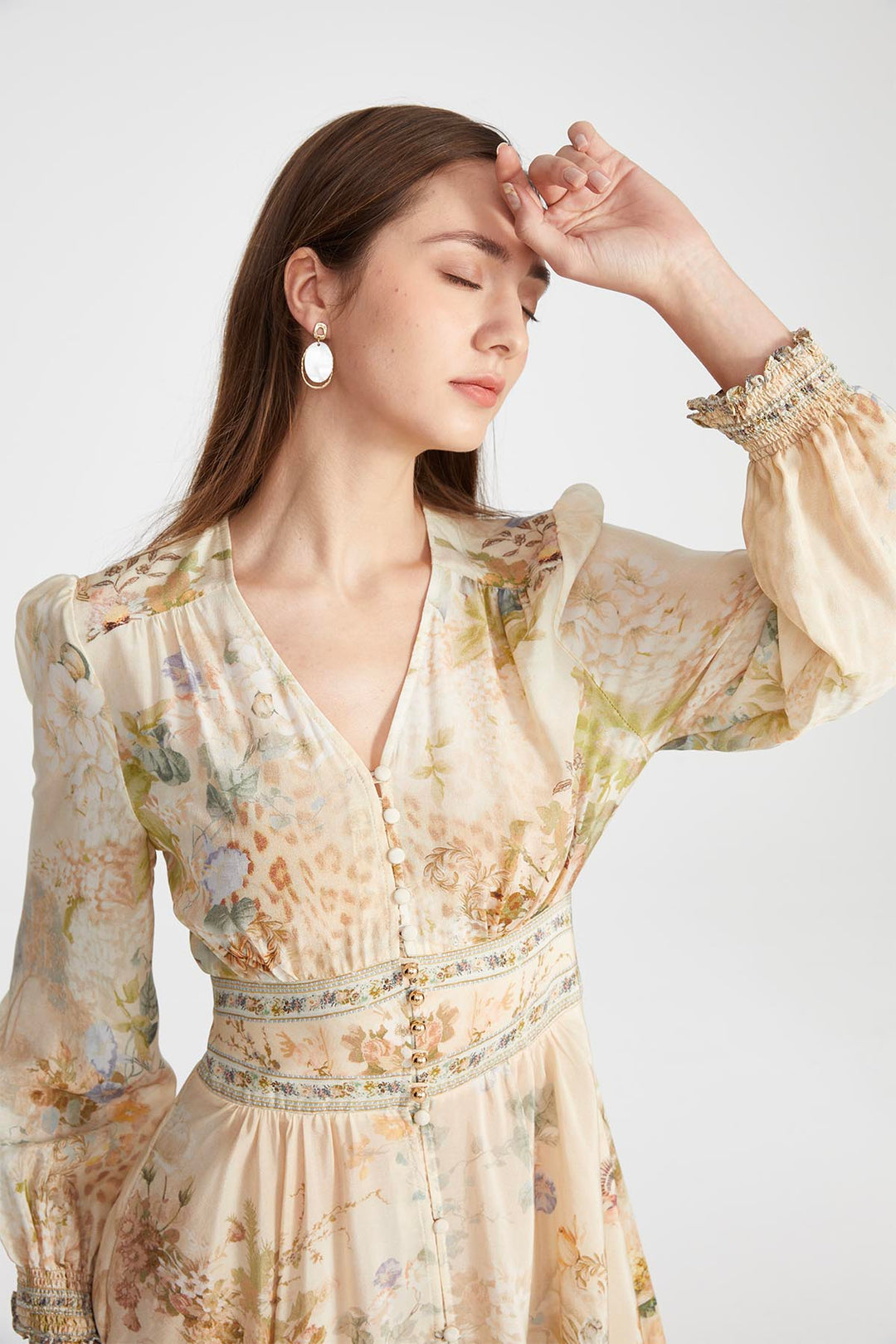 Vicki V-Neck Print Silk Dress