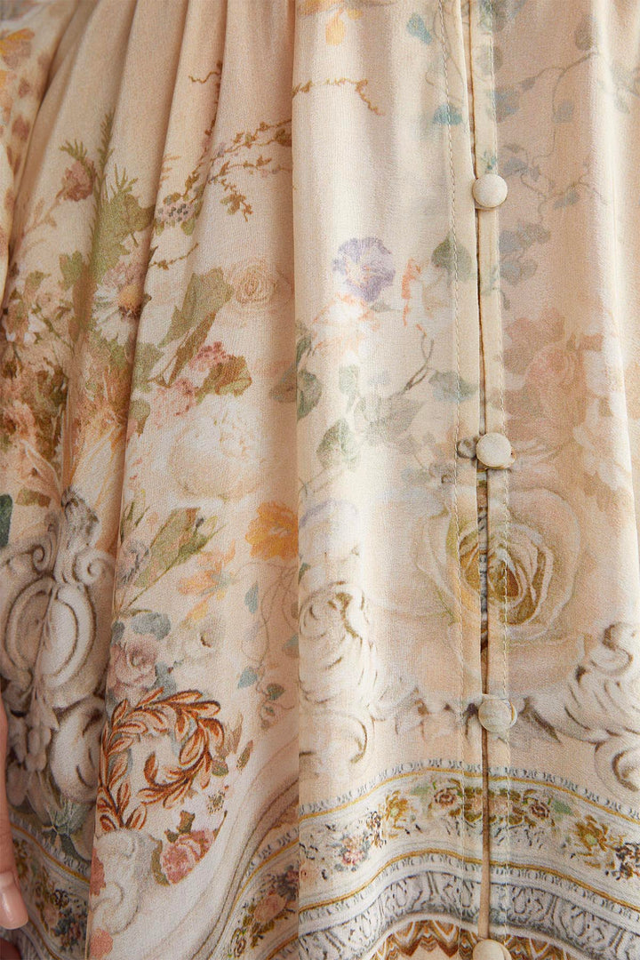 Vicki V-Neck Print Silk Dress