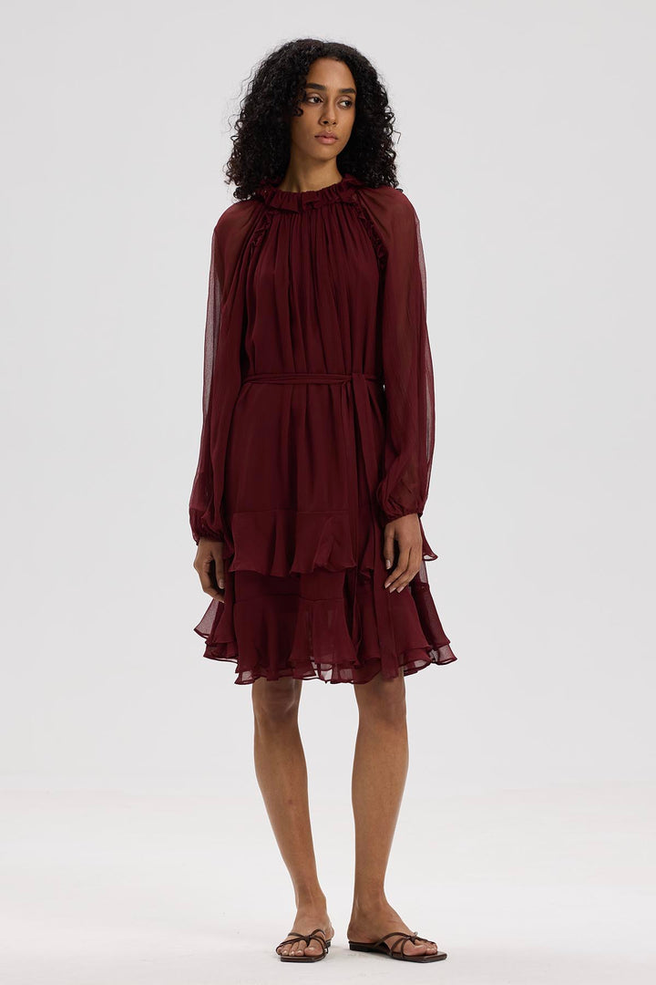 Arwen Ruffle Silk Mini Dress
