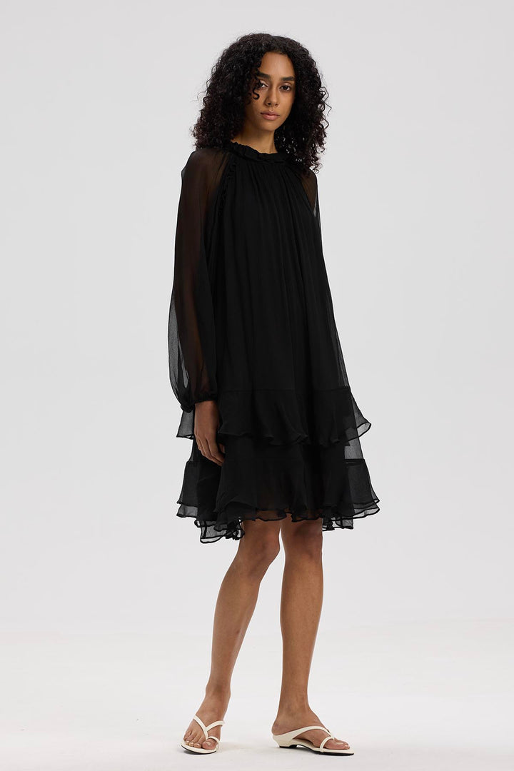 Arwen Ruffle Silk Mini Dress