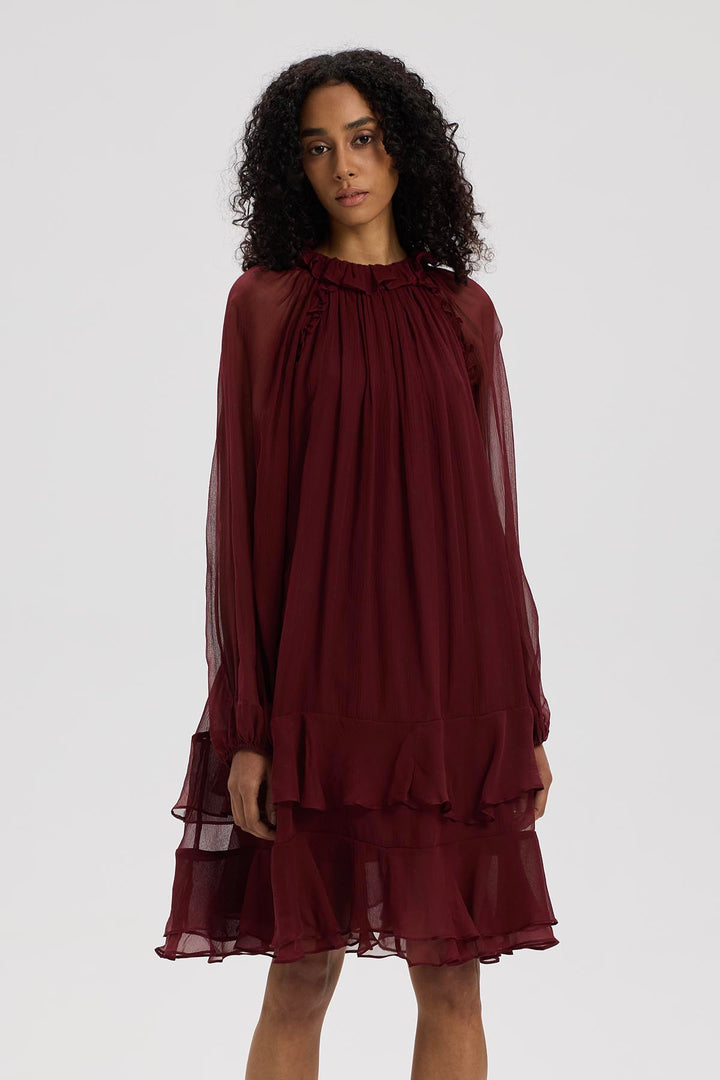 Arwen Ruffle Silk Mini Dress