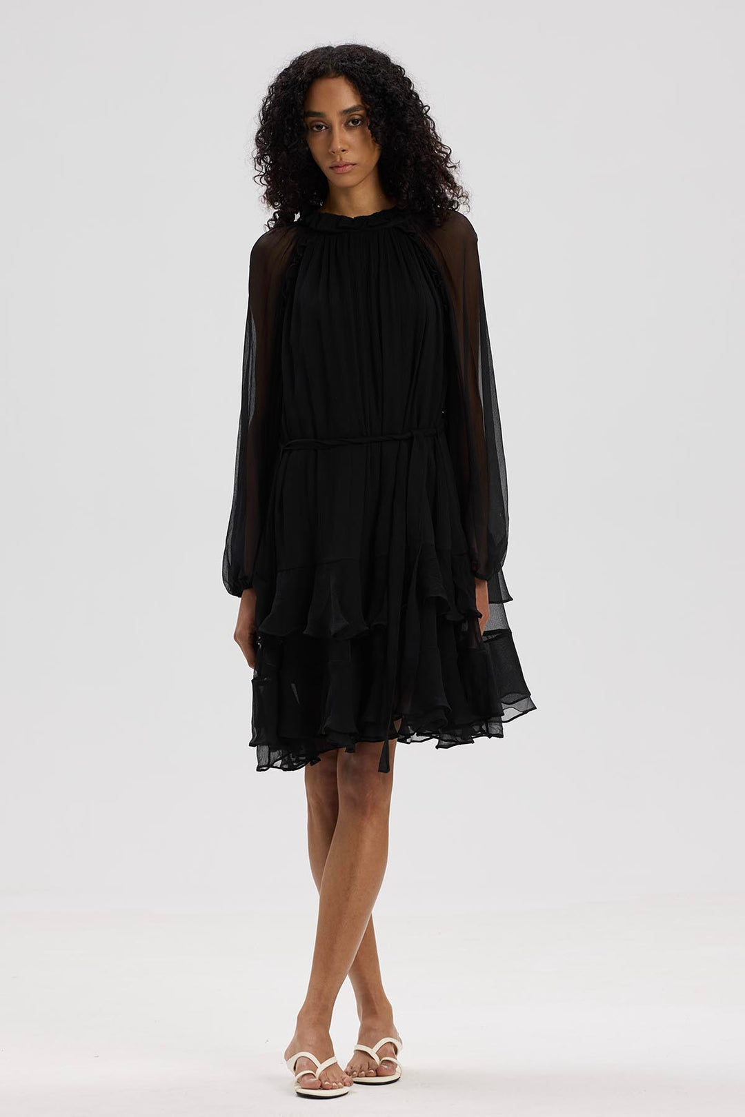 Arwen Ruffle Silk Mini Dress