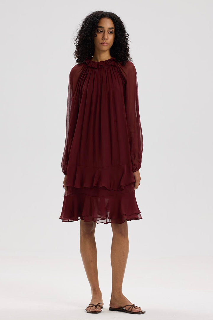 Arwen Ruffle Silk Mini Dress
