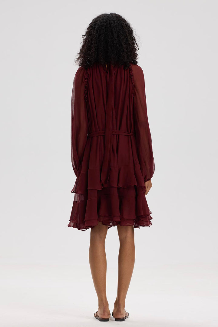 Arwen Ruffle Silk Mini Dress