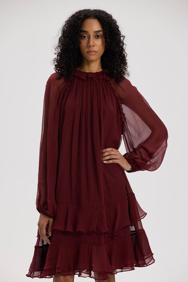 Arwen Ruffle Silk Mini Dress