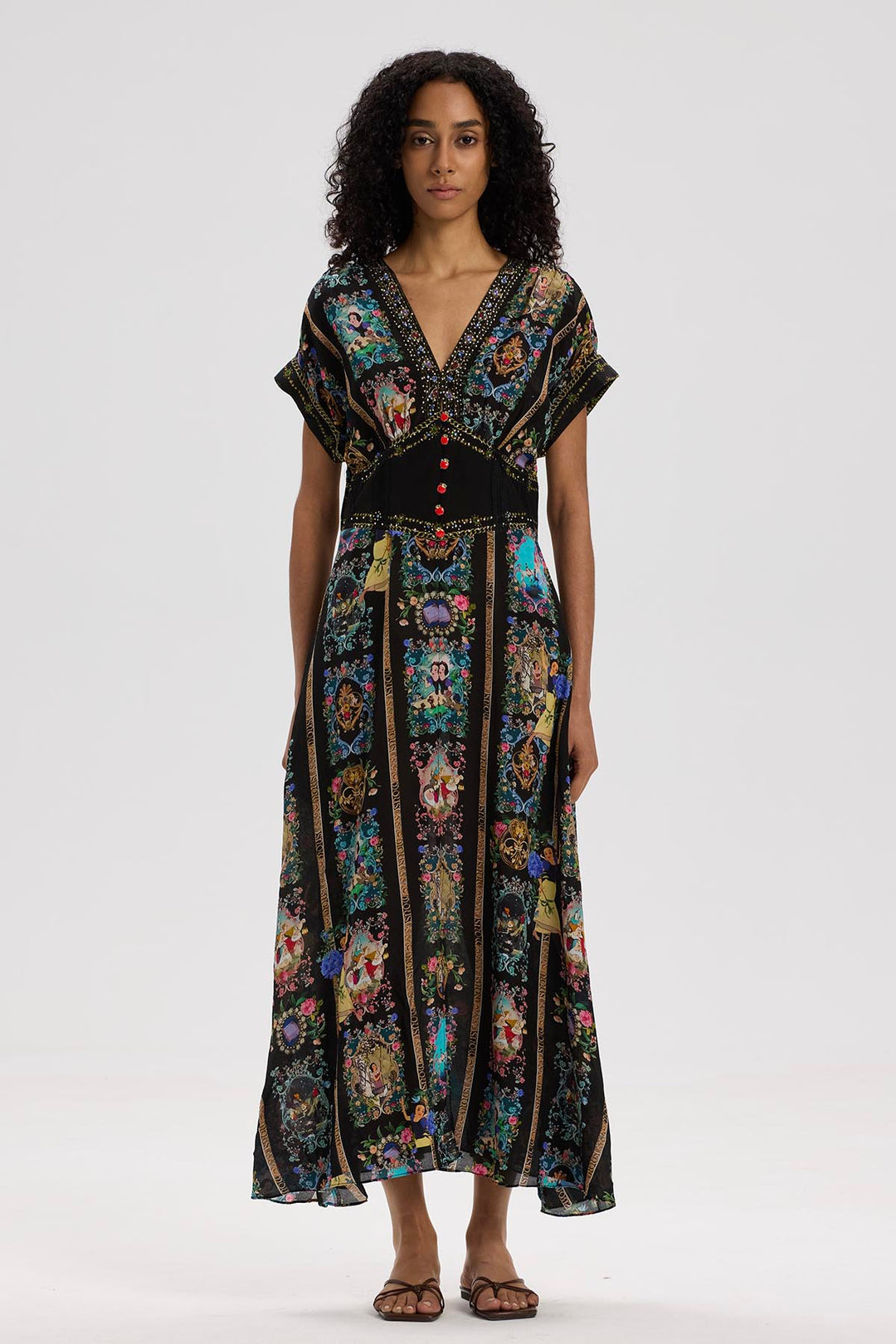 Isla V-Neck Print Silk Dress