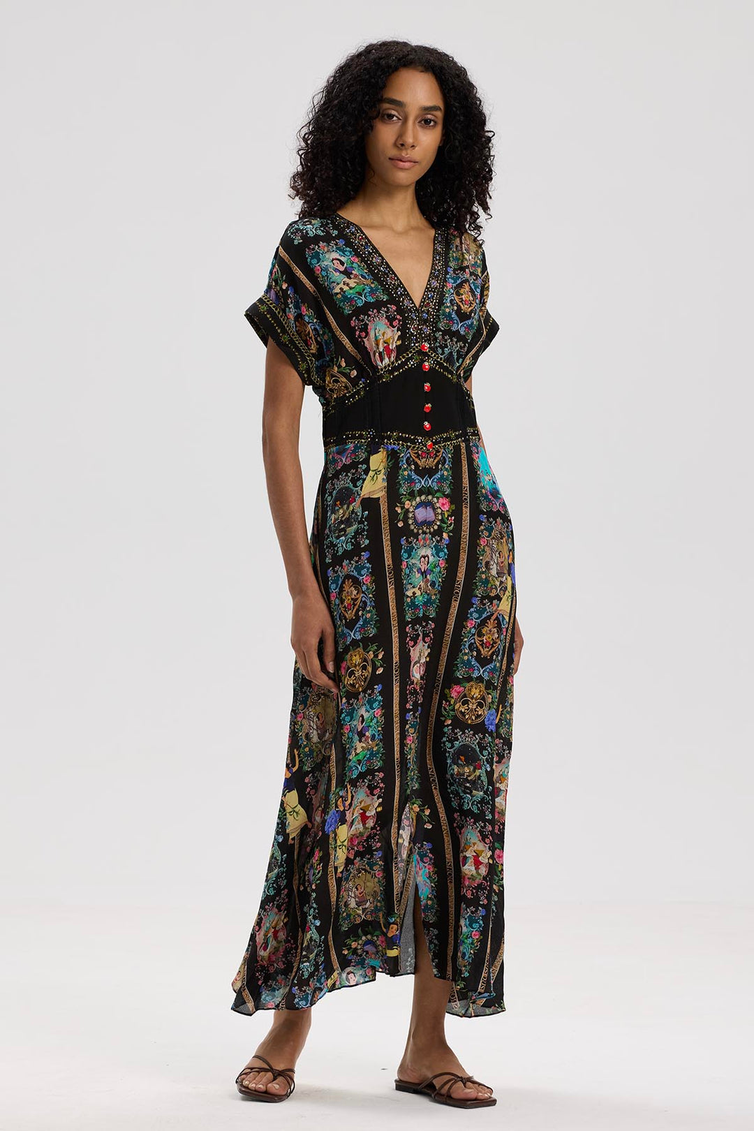 Isla V-Neck Print Silk Dress
