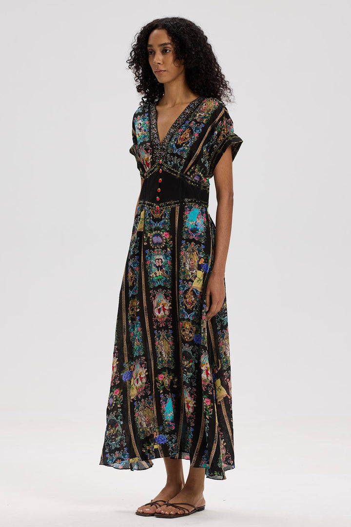 Isla V-Neck Print Silk Dress