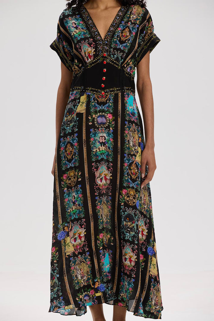 Isla V-Neck Print Silk Dress