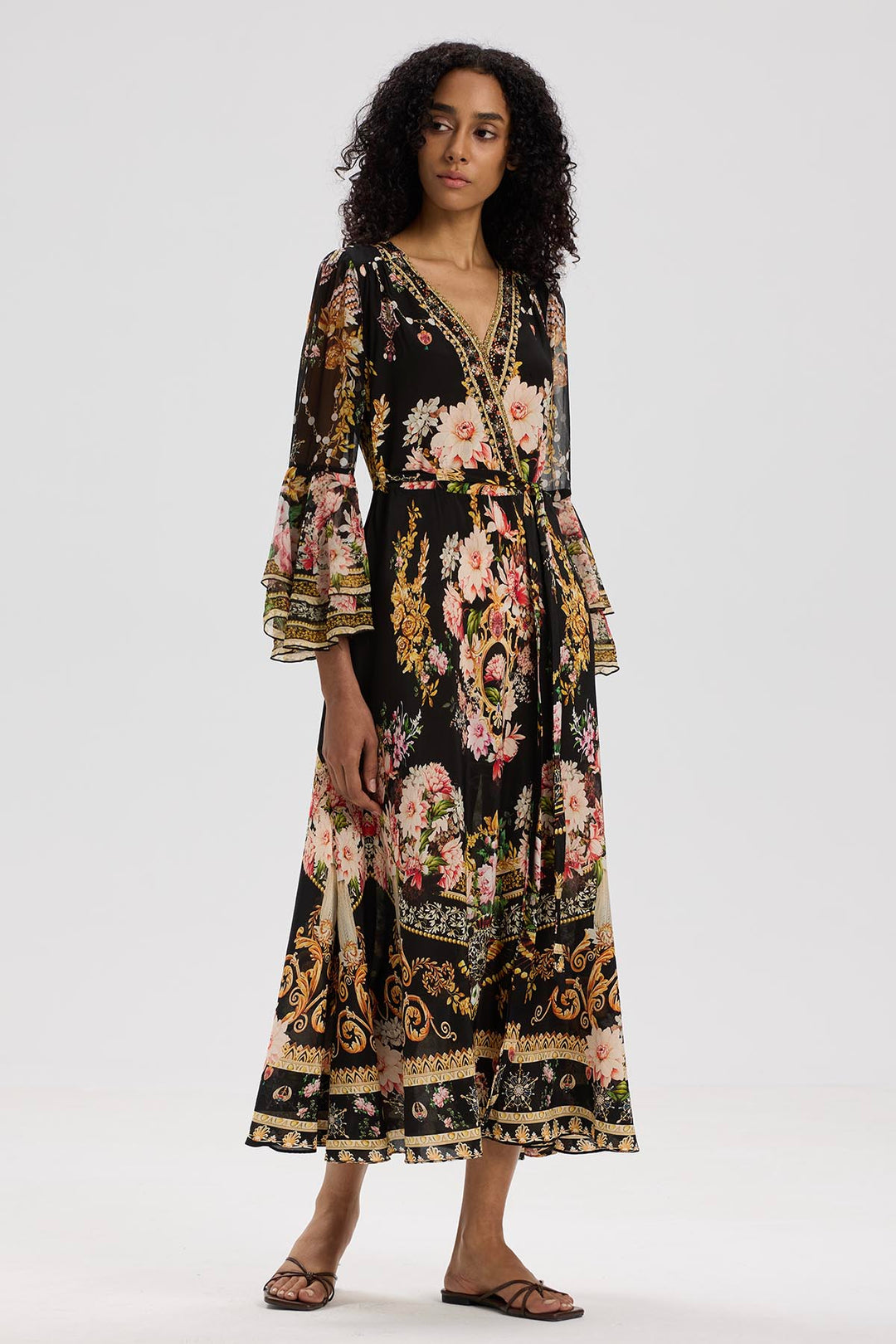 Taleen Flower Print Silk Dress