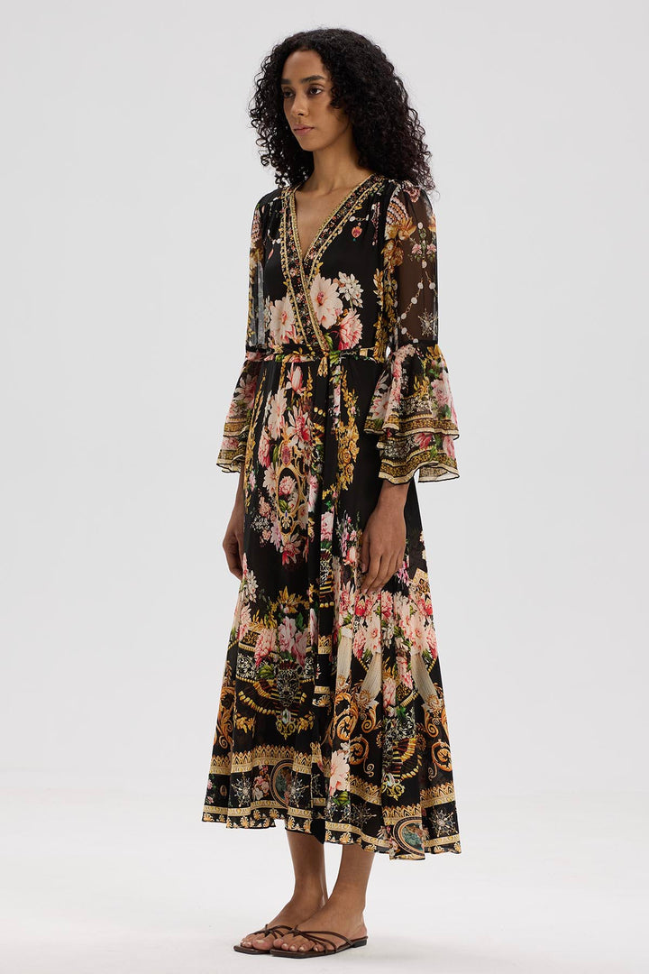 Taleen Flower Print Silk Dress