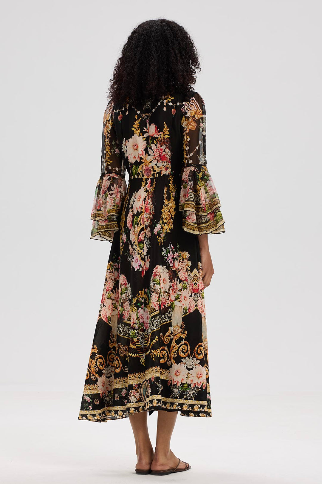 Taleen Flower Print Silk Dress