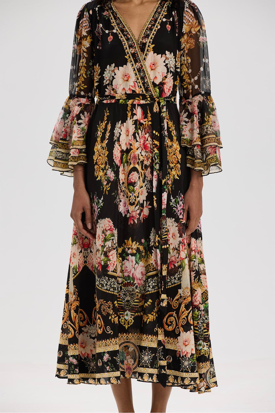 Taleen Flower Print Silk Dress