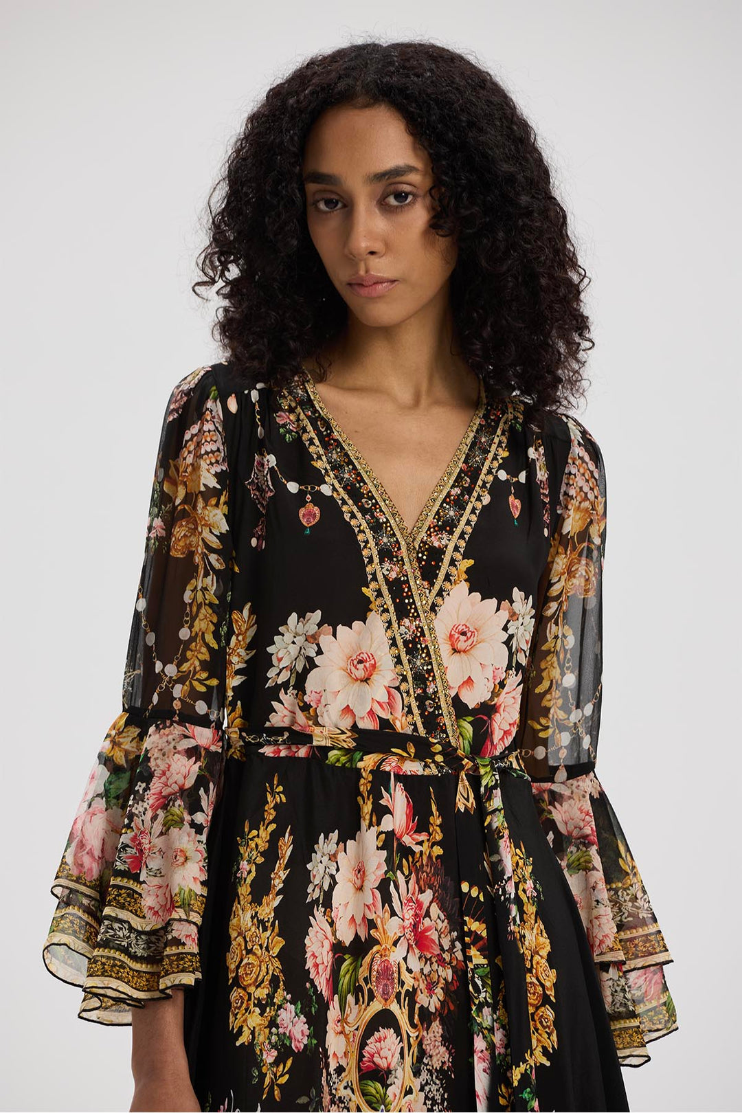 Taleen Flower Print Silk Dress