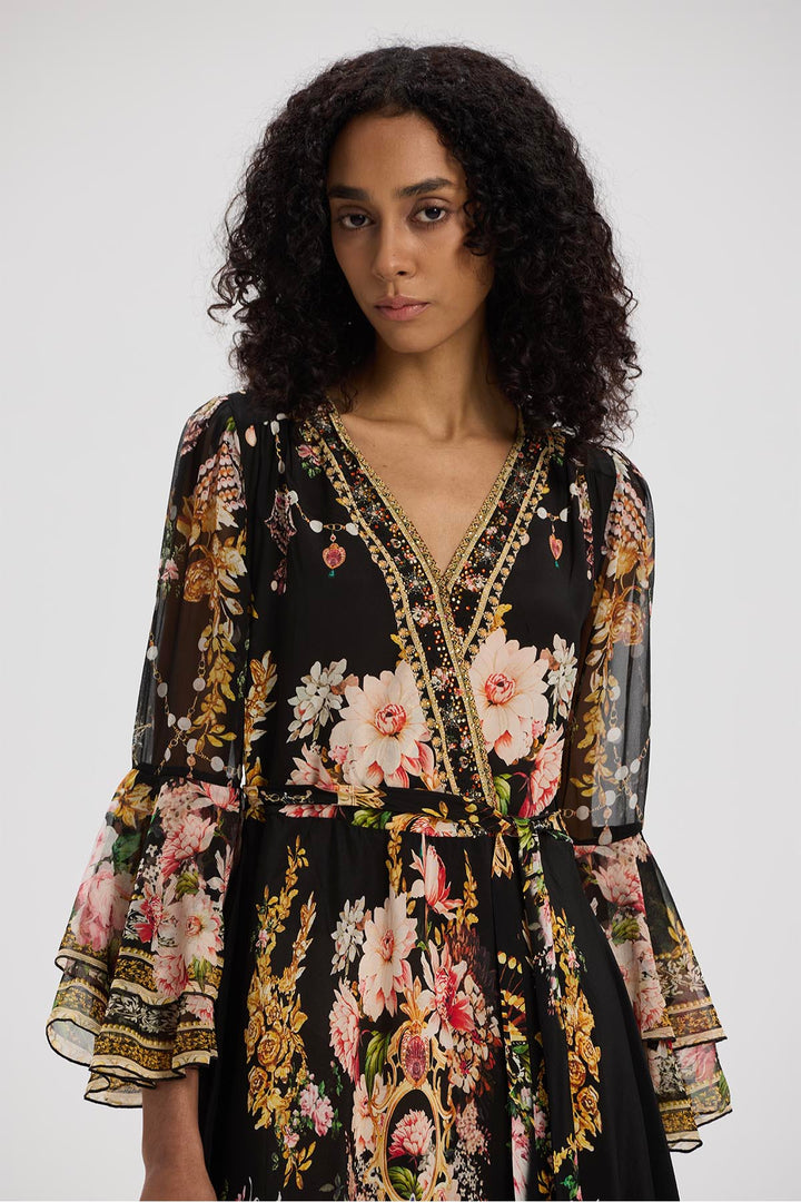 Taleen Flower Print Silk Dress