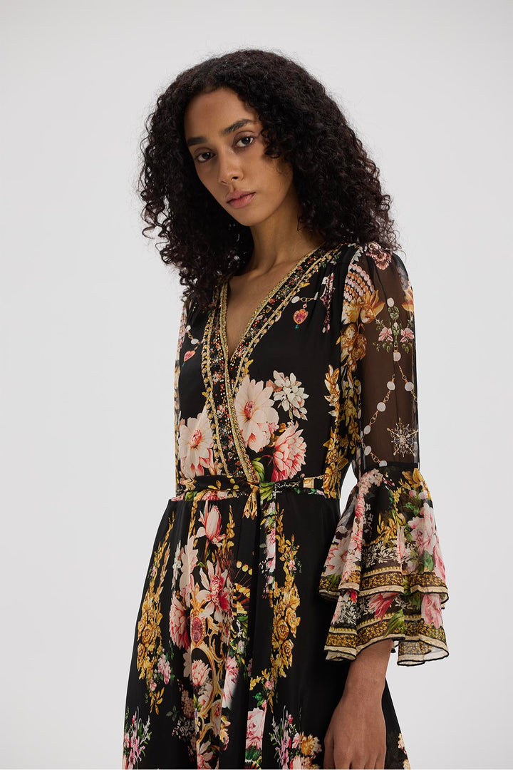 Taleen Flower Print Silk Dress