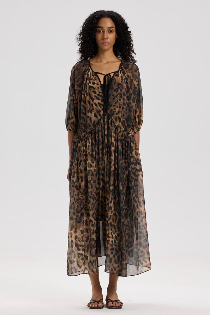 Skyler Leopard Silk Maxi Dress