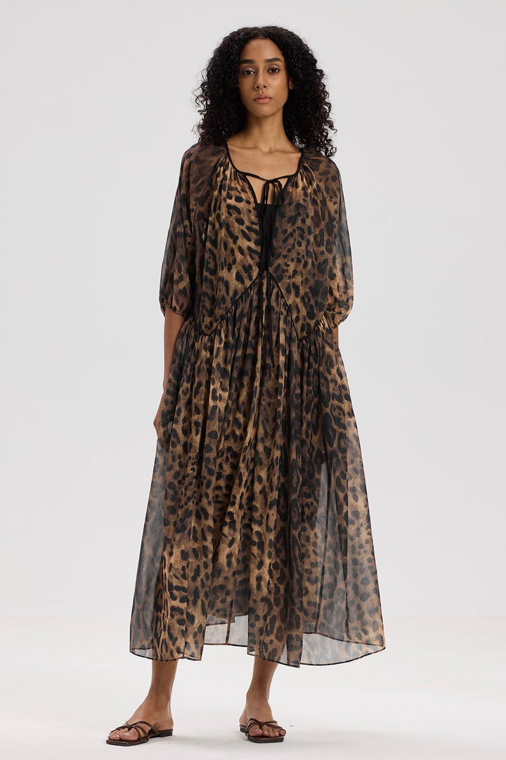 Skyler Leopard Silk Maxi Dress