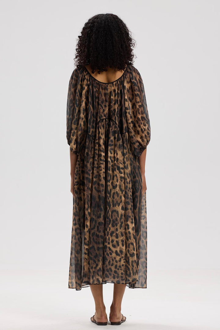 Skyler Leopard Silk Maxi Dress