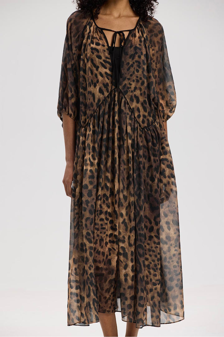 Skyler Leopard Silk Maxi Dress