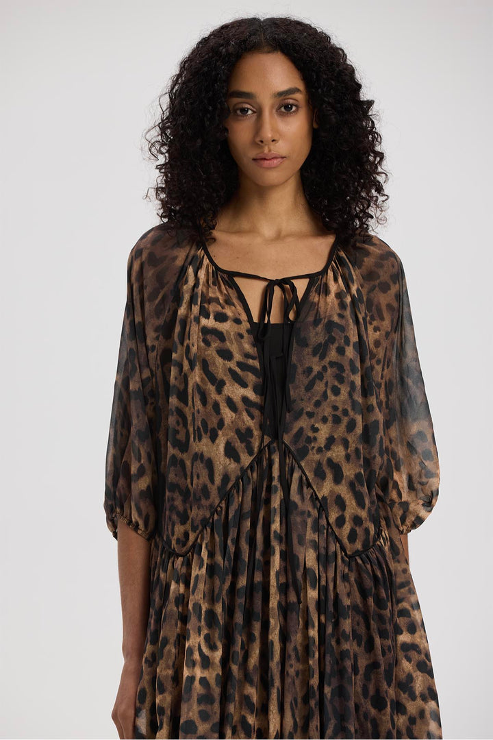 Skyler Leopard Silk Maxi Dress