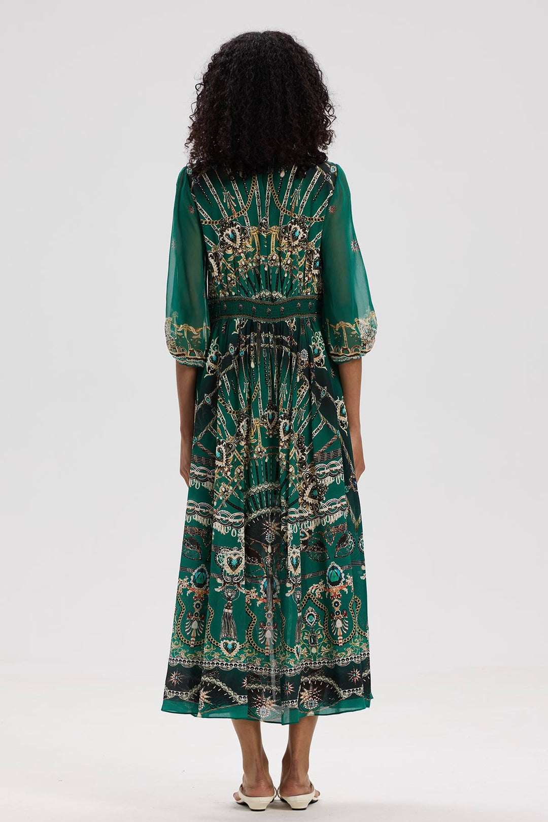 Klea V-Neck Print Silk Dress