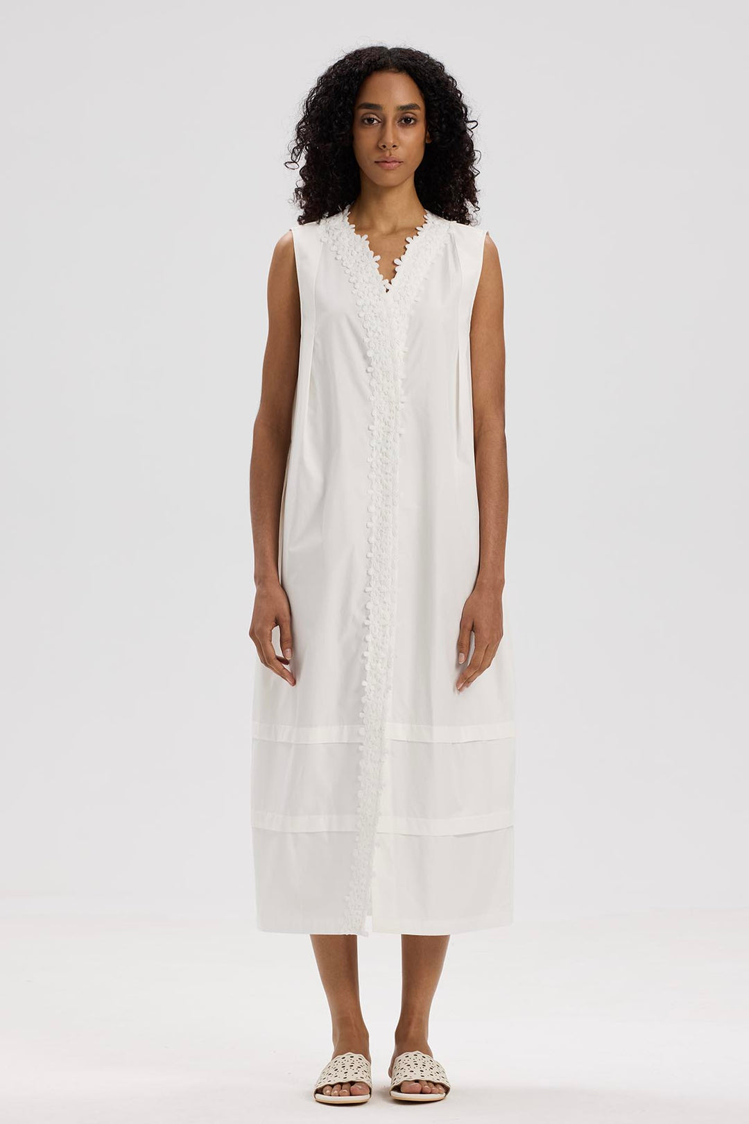 Saskia Sleeveless White Cotton Dress