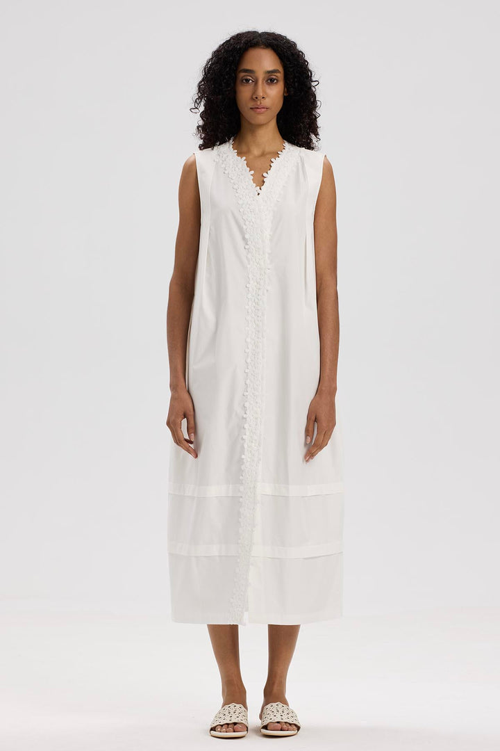 Saskia Sleeveless White Cotton Dress