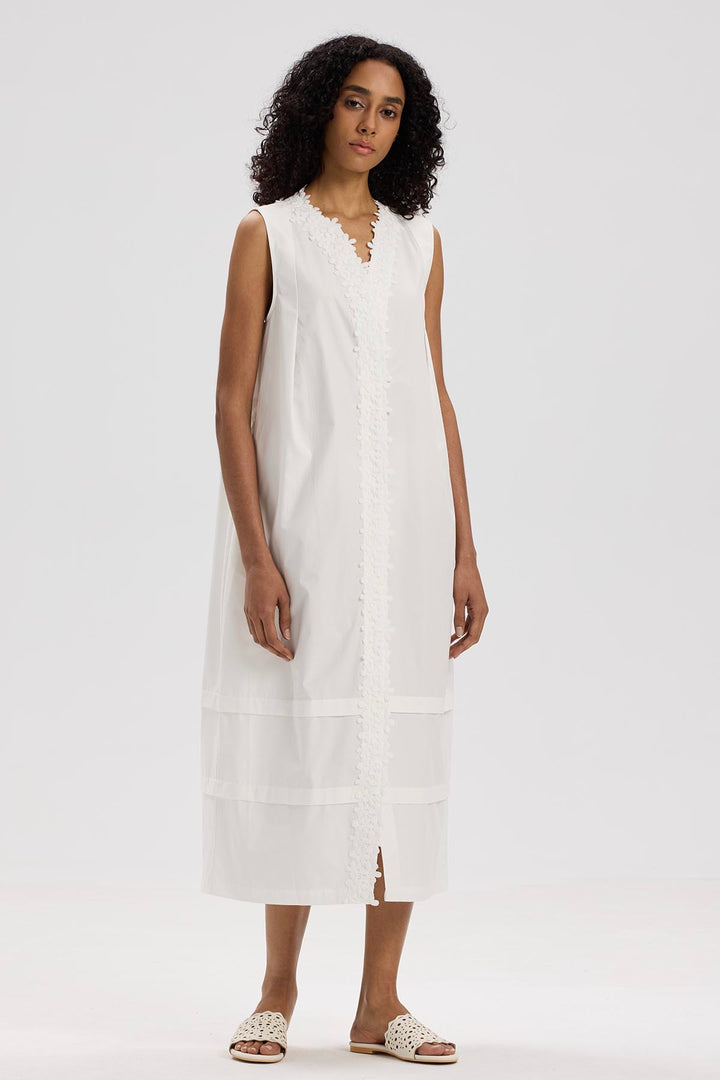 Saskia Sleeveless White Cotton Dress