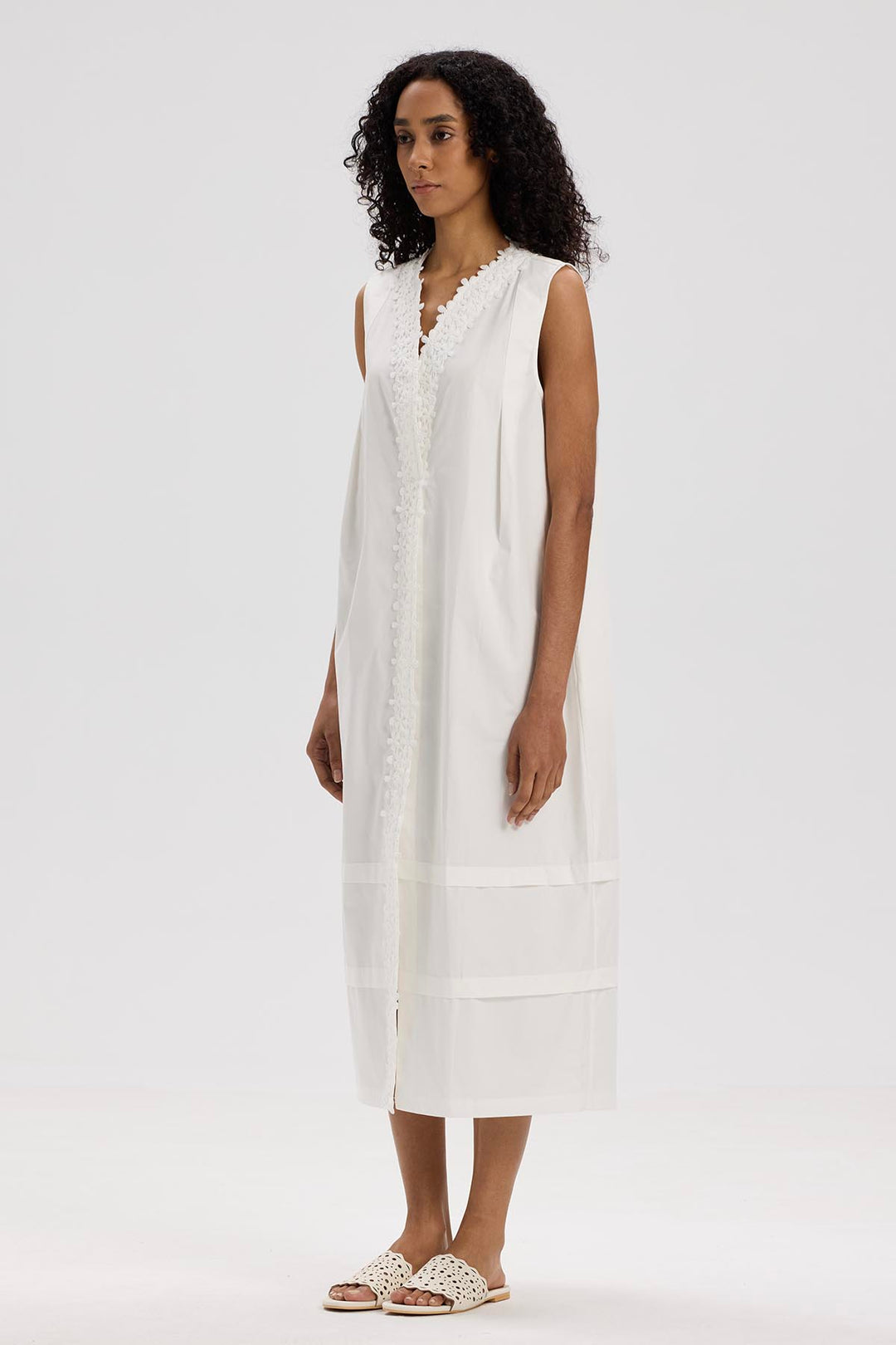 Saskia Sleeveless White Cotton Dress