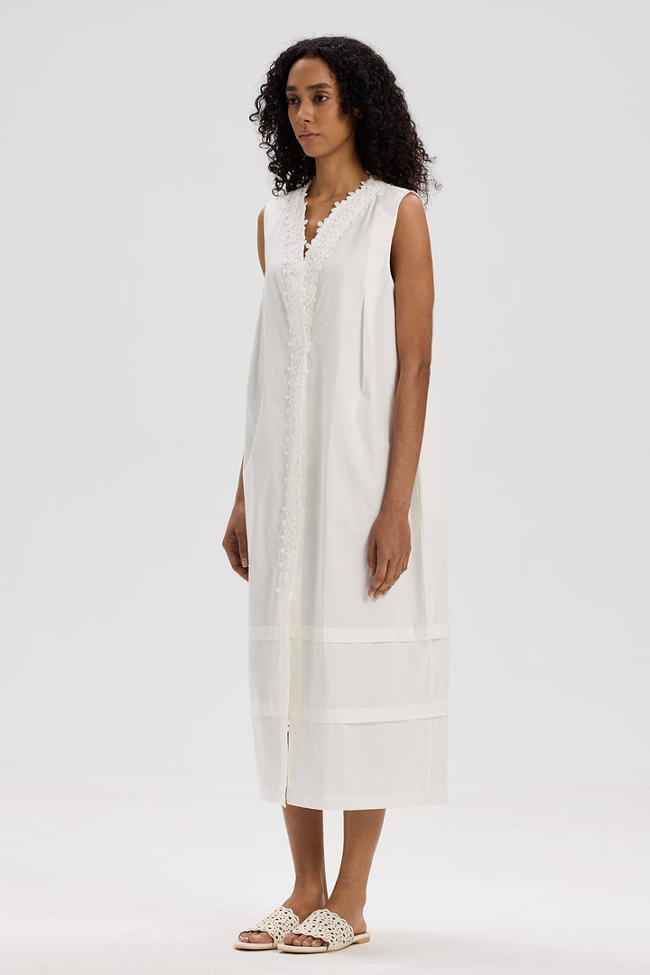 Saskia Sleeveless White Cotton Dress