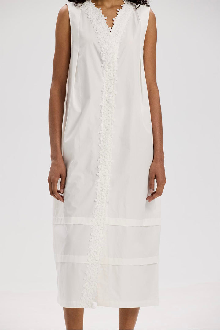 Saskia Sleeveless White Cotton Dress