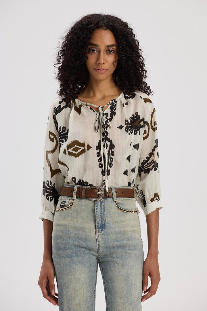 Evadne Long Sleeve Print Shirt