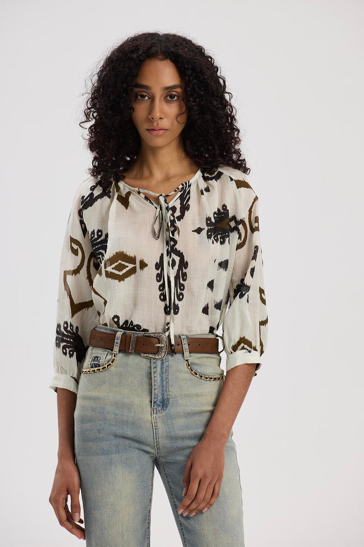 Evadne Long Sleeve Print Shirt