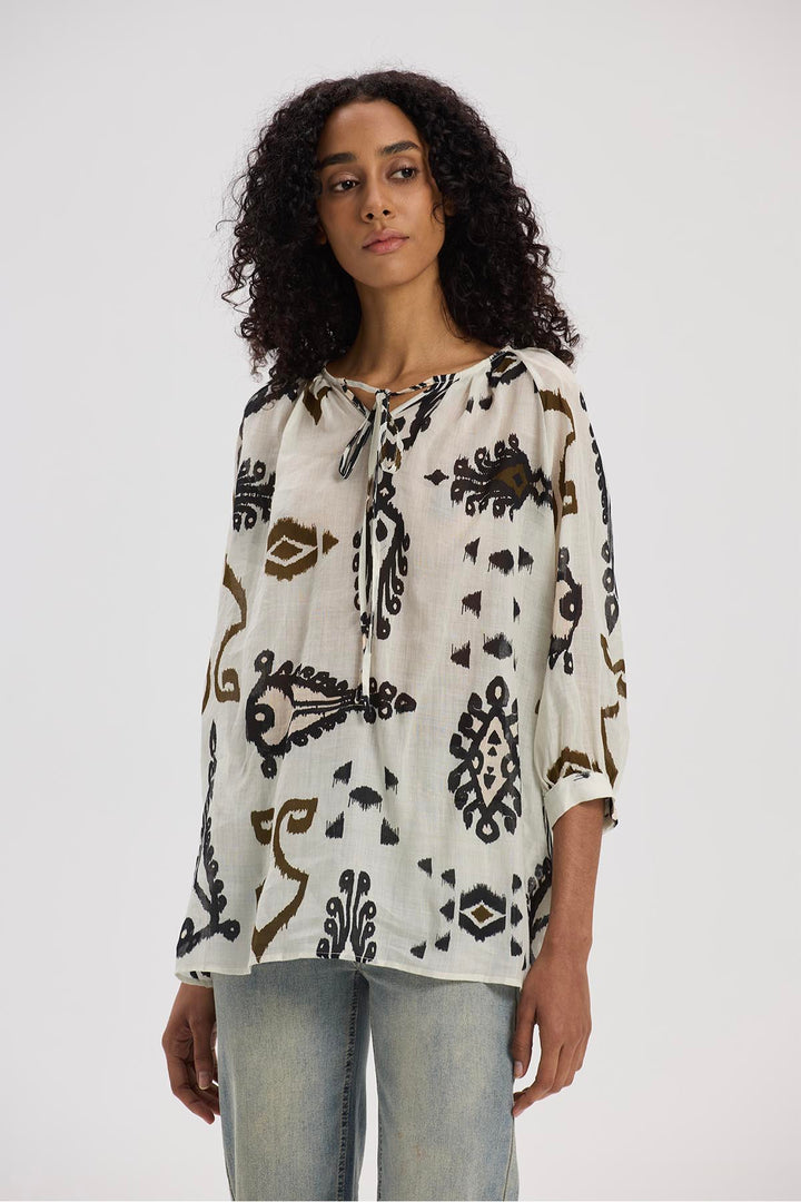 Evadne Long Sleeve Print Shirt