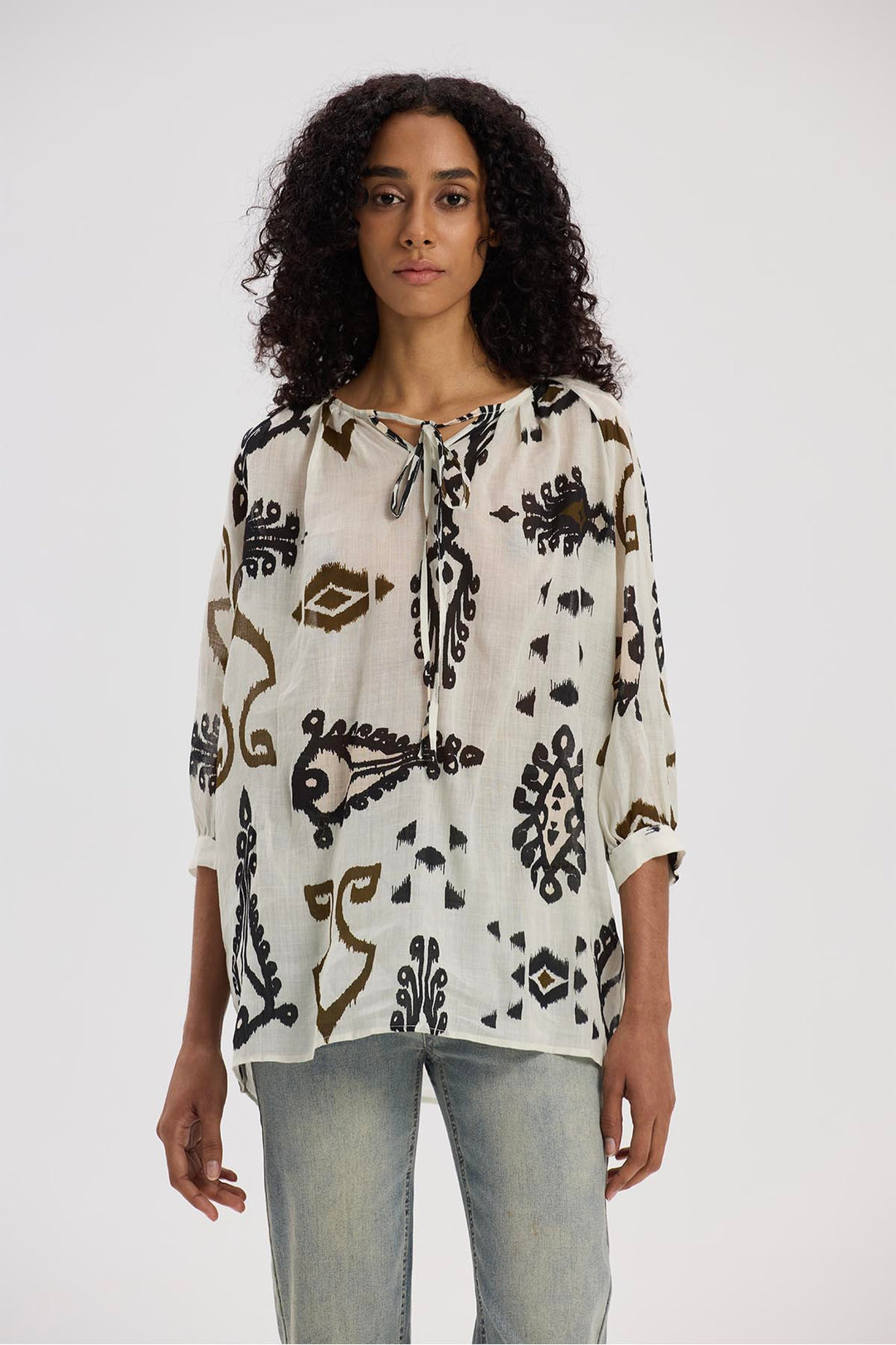 Evadne Long Sleeve Print Shirt