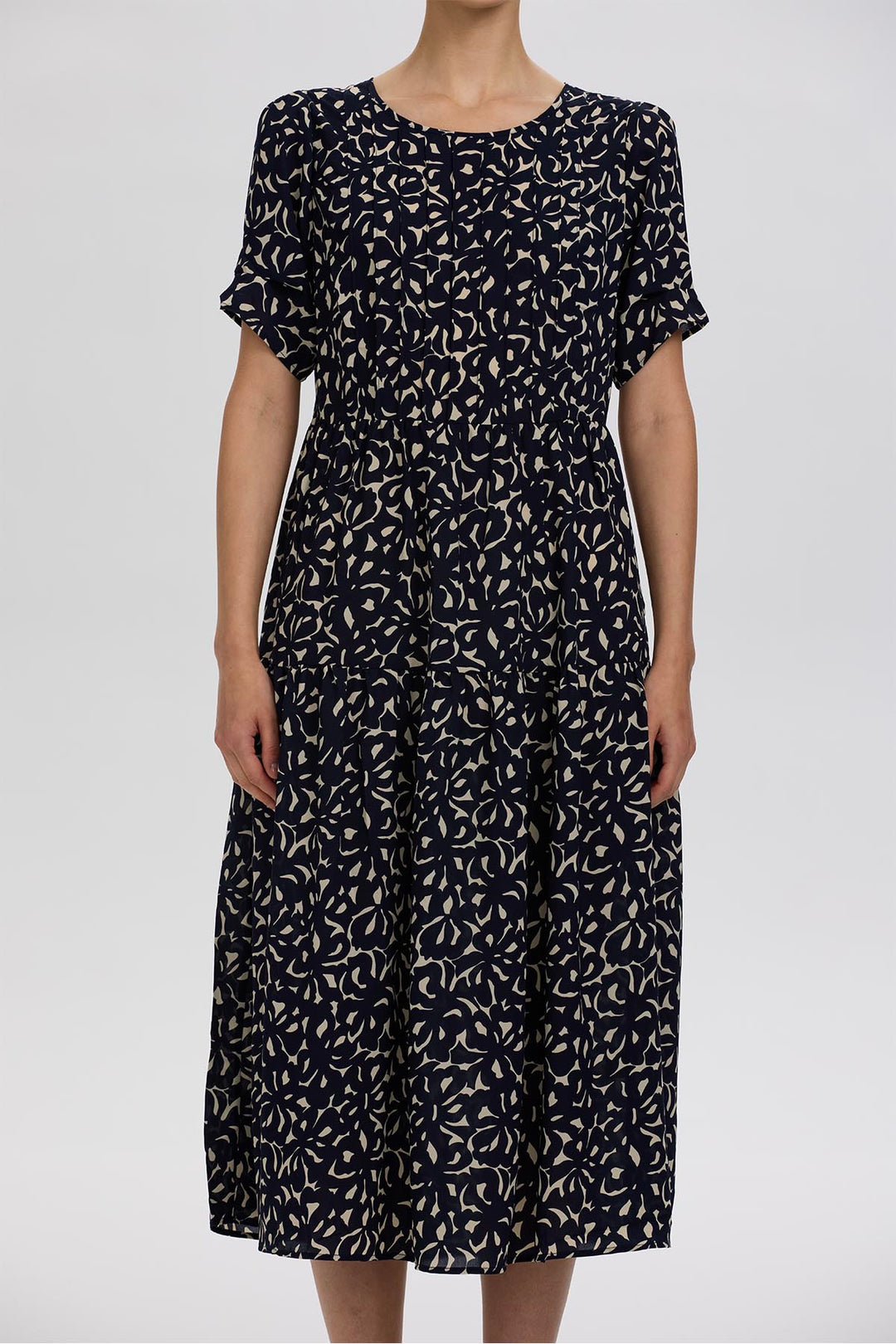 Hana Abstract Botanical Pattern Print Midi Dress