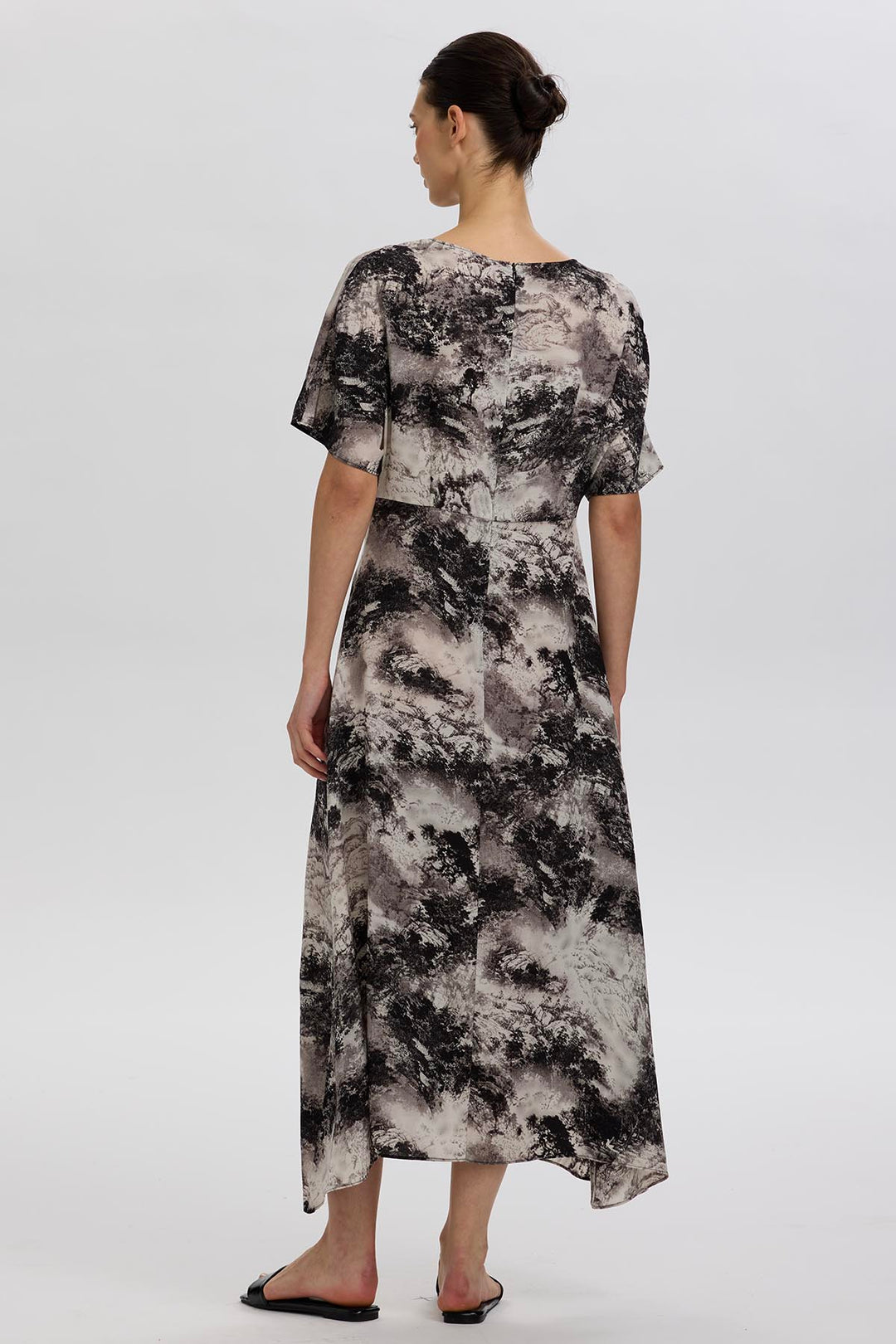 Celestine Ink Wash Abstract Print Midi Dress