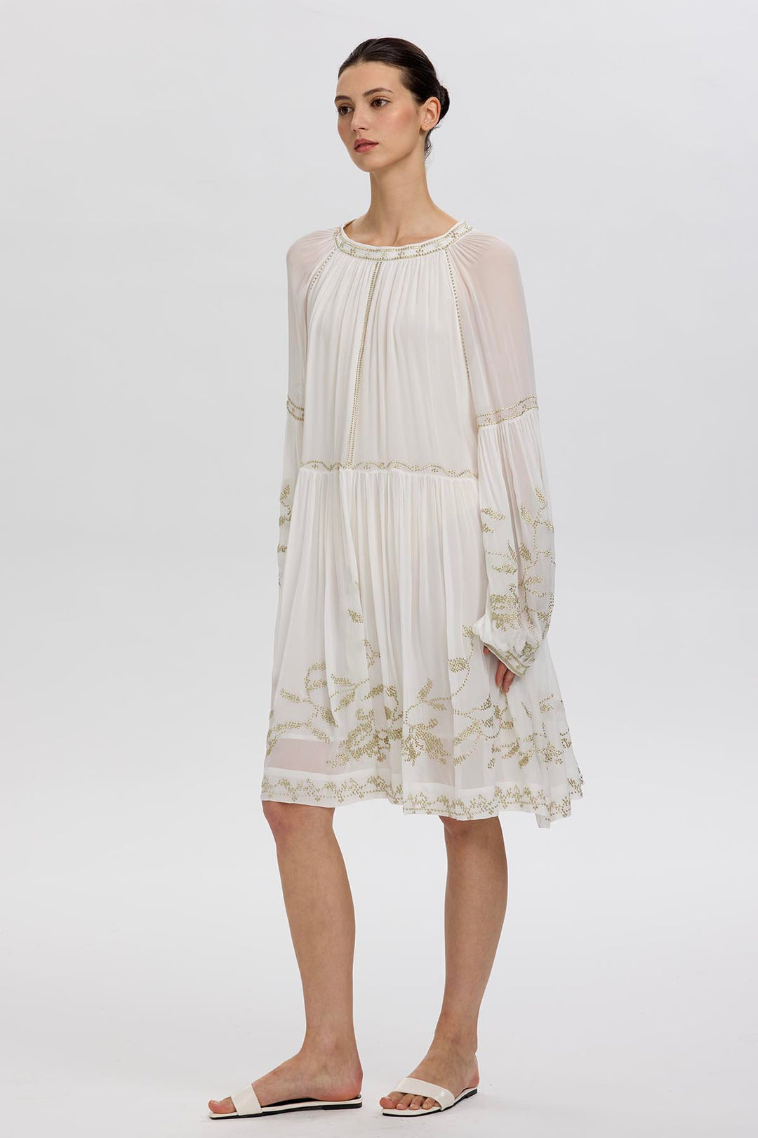 Felicity Ethnic Embroidery Silk Mini Dress