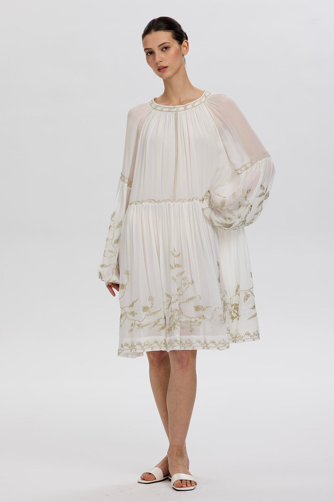 Felicity Ethnic Embroidery Silk Mini Dress